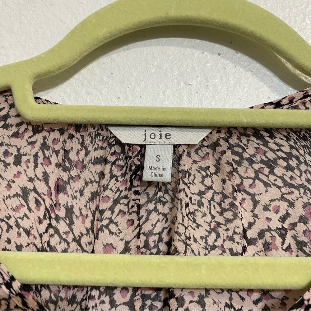 Joie Pink Sheer Leopard Print Silk Long Sleeve Blouse Sz S - Picture 5 of 10